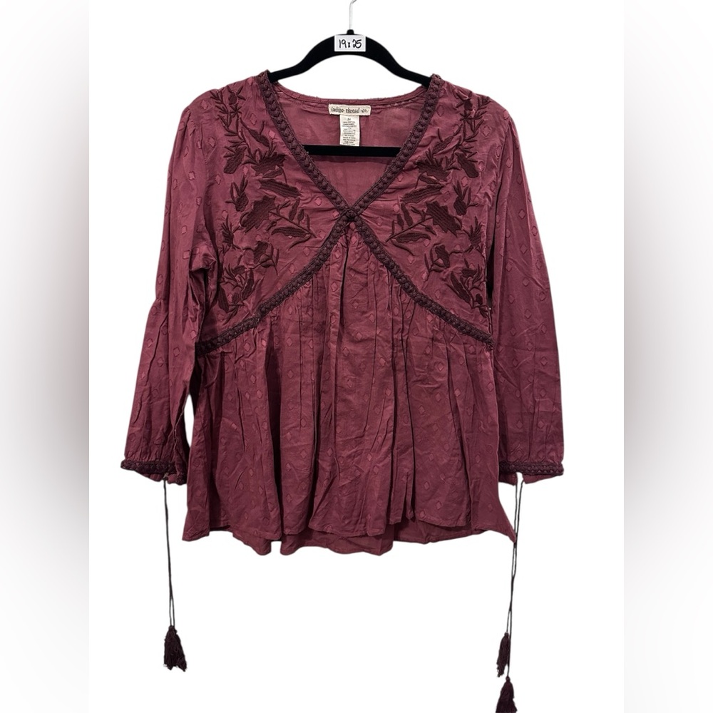 Boho Purple Embroidered Blouse. EUC
